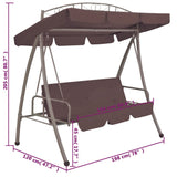 Outdoor Convertible Swing Bench with Canopy Coffee - Rear View