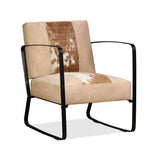 Lounge Chair Cream Genuine Goatskin and Canvas