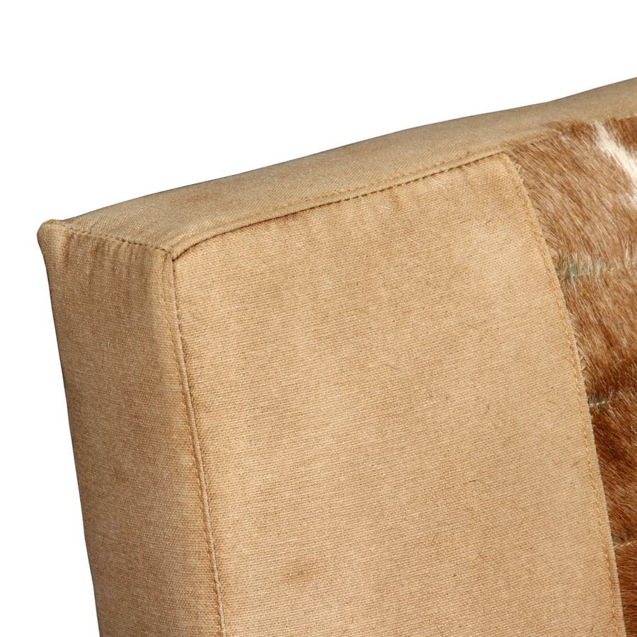 Lounge Chair Cream Genuine Goatskin and Canvas