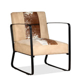 Lounge Chair Cream Genuine Goatskin and Canvas - Top-Down View