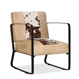 Lounge Chair Cream Genuine Goatskin and Canvas - Rear View