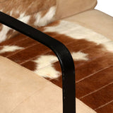 Lounge Chair Cream Genuine Goatskin and Canvas - Extra Image