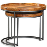 Side Table Set 2 Pieces Solid Mango Wood - Rear View