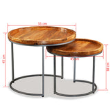 Side Table Set 2 Pieces Solid Mango Wood - Extra Image