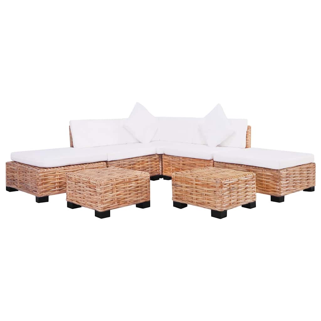 Sofa Set 18 Pieces Natural Rattan