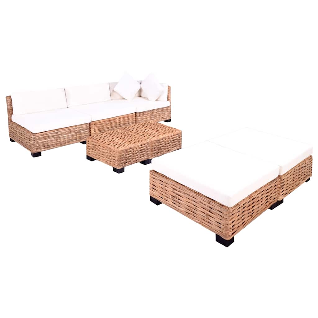Sofa Set 18 Pieces Natural Rattan