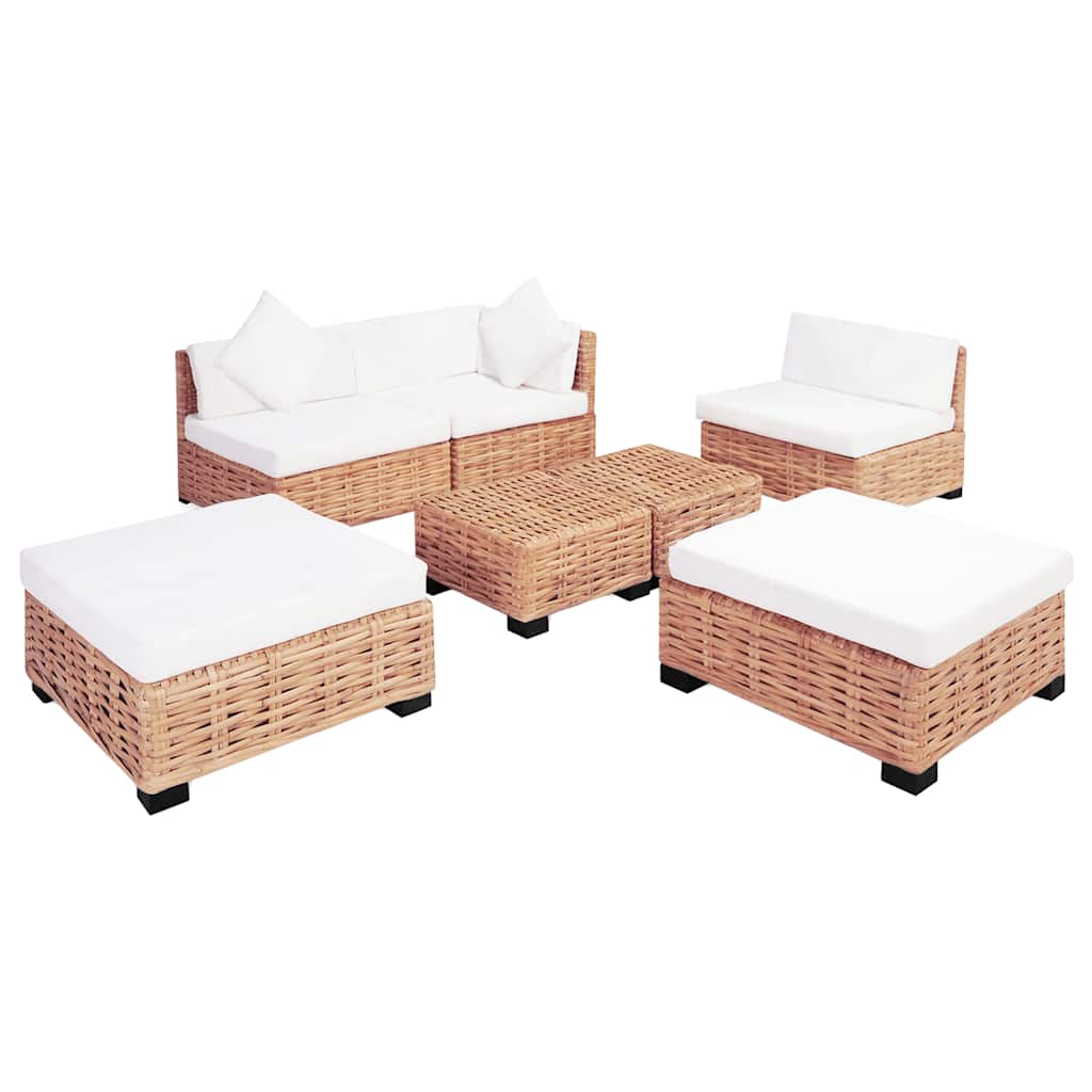 Sofa Set 18 Pieces Natural Rattan