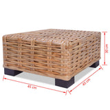 Coffee Table Natural Rattan 45x45x30 cm - Top-Down View