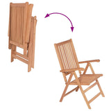 Reclining Garden Chairs 2 pcs Solid Teak Wood - Rear View