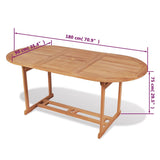 Garden Table 180x90x75 cm Solid Teak Wood - Rear View