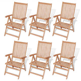 7 Piece Outdoor Dining Set with Folding Chairs Solid Teak Wood - Close-Up Angle