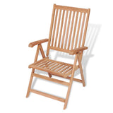 7 Piece Outdoor Dining Set with Folding Chairs Solid Teak Wood - Low Angle