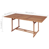 Garden Table 180x90x75 cm Solid Teak Wood - Close-Up Angle