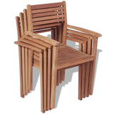 Stackable Garden Chairs 4 pcs Solid Teak Wood - Front View