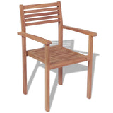 Stackable Garden Chairs 4 pcs Solid Teak Wood - Side View
