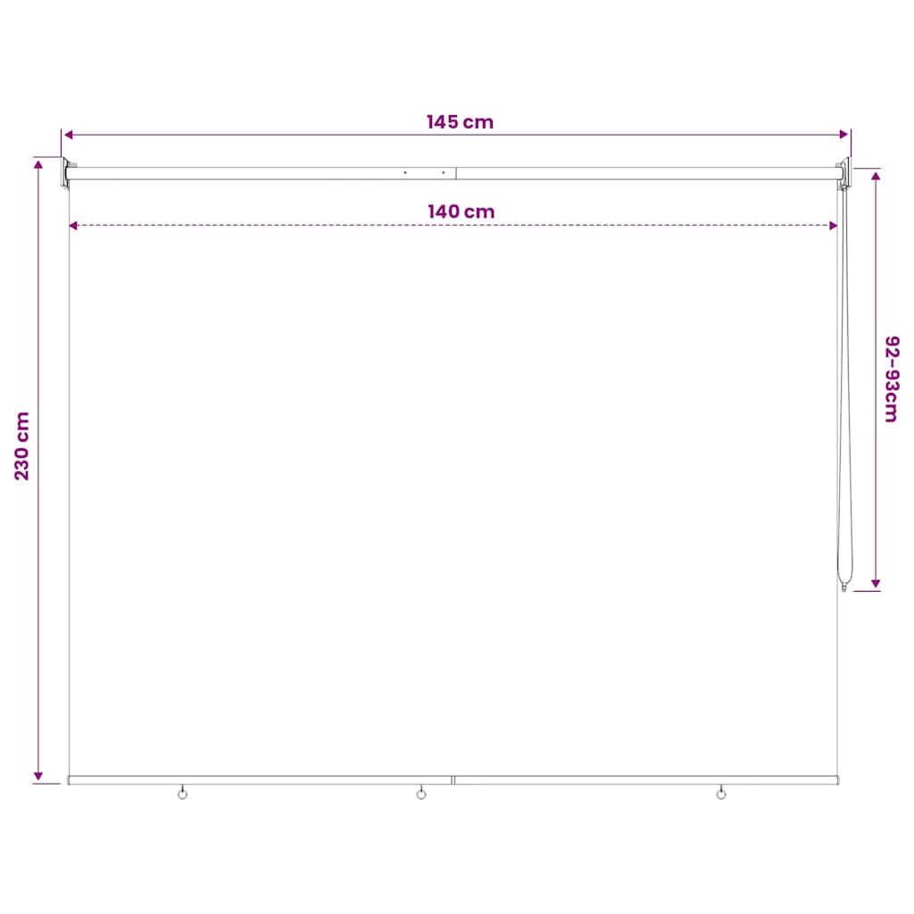Outdoor Roller Blind 145(W)x230(H) cm Cream