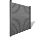 Garden Fence Set 1 Square + 1 Slanted WPC 283 cm Grey - Front View