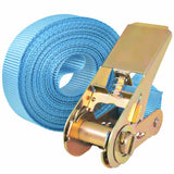 Ratchet Tie Down Straps 4 pcs 0.8 Tonnes 6mx25mm Blue - Front View