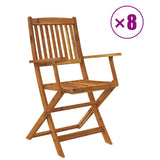 9 Piece Folding Outdoor Dining Set Solid Acacia Wood - Front View