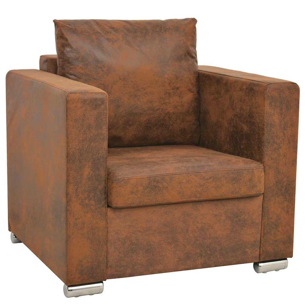 Armchair Brown 82x73x82 cm Faux Suede Leather