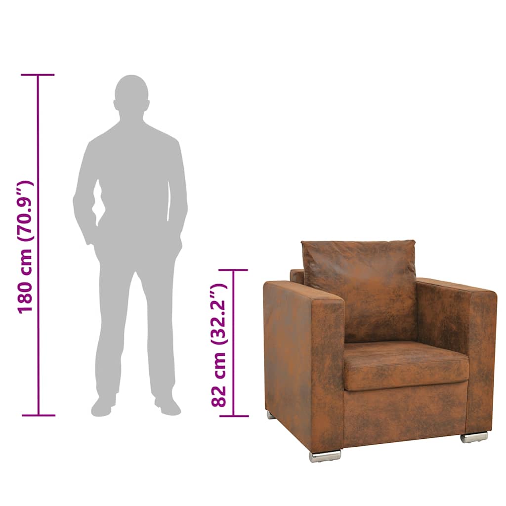 Armchair Brown 82x73x82 cm Faux Suede Leather