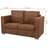 2-Seater Sofa 137x73x82 cm Artificial Suede Leather - 45-Degree Angle