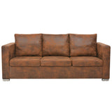 3-Seater Sofa 191x73x82 cm Artificial Suede Leather - Front View