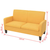 2-Seater Sofa 135x65x76 cm Yellow - Top-Down View