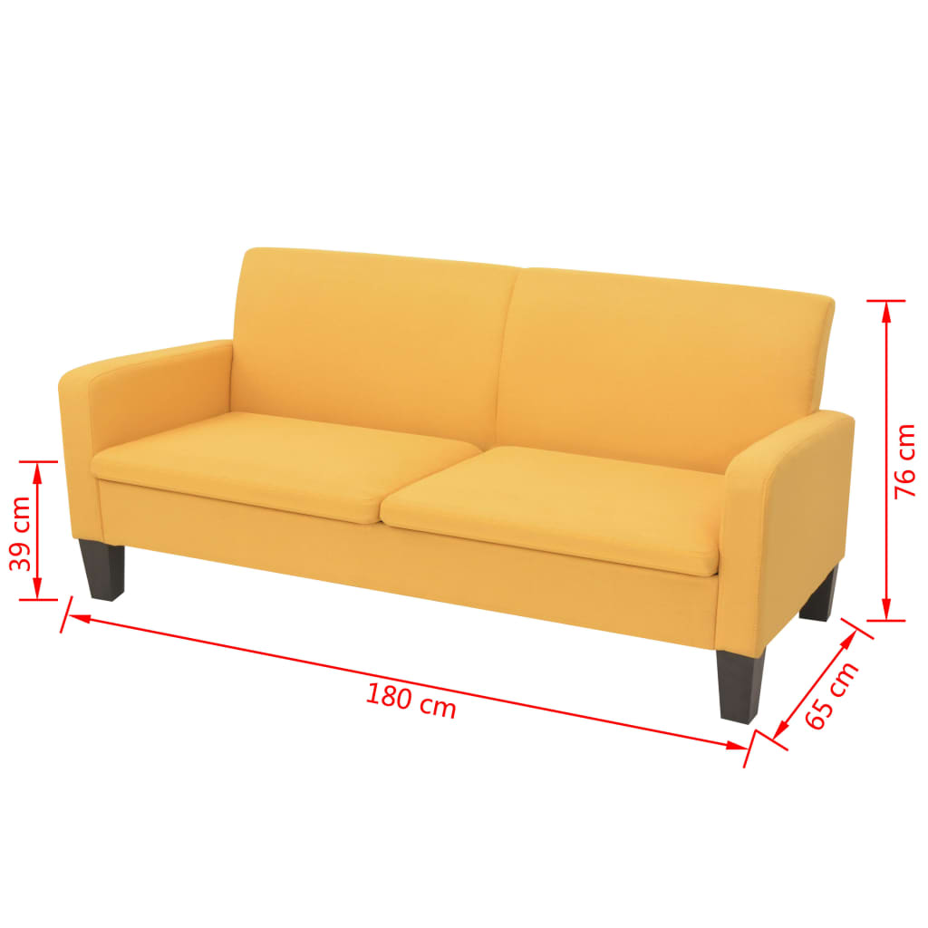 3-Seater Sofa 180x65x76 cm Yellow