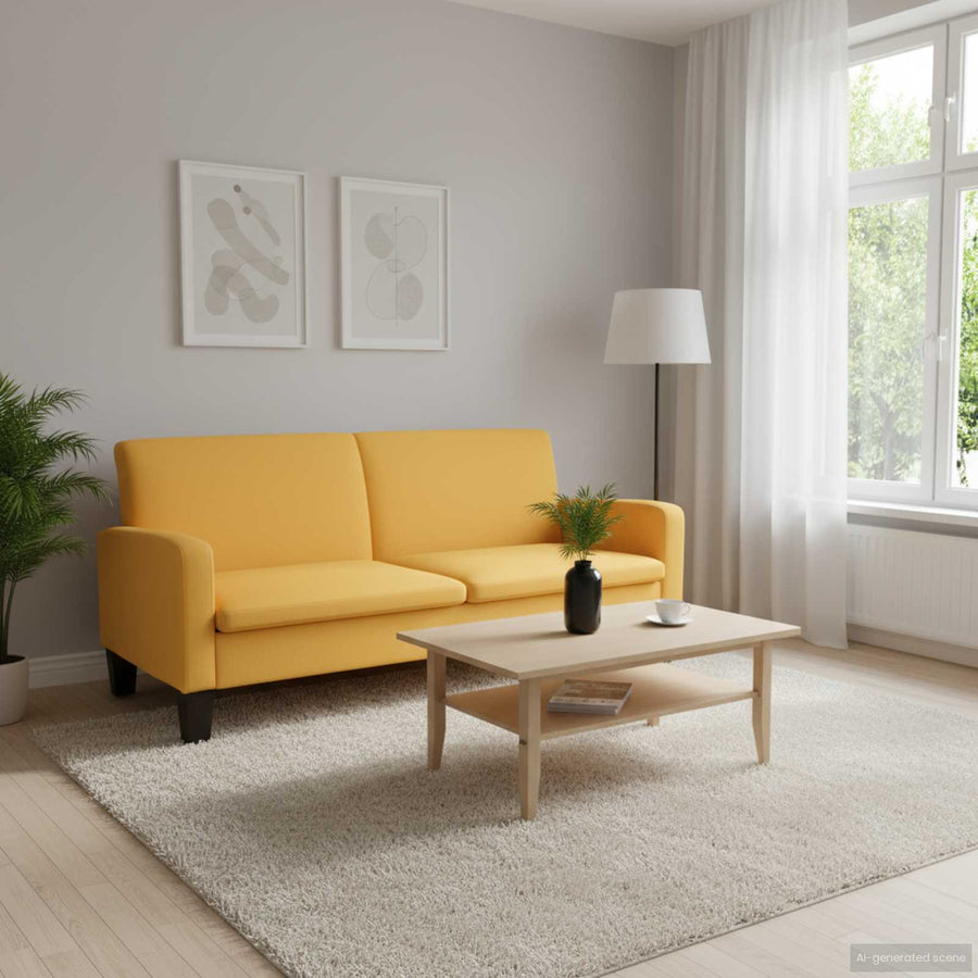 3-Seater Sofa 180x65x76 cm Yellow