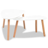 Coffee Table Set 2 Pieces Solid Pinewood White - Top-Down View