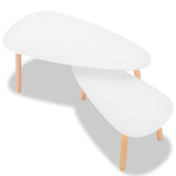 Coffee Table Set 2 Pieces Solid Pinewood White - 45-Degree Angle