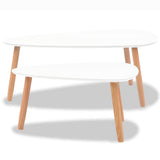 Coffee Table Set 2 Pieces Solid Pinewood White - Low Angle