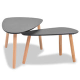 Coffee Table Set 2 Pieces Solid Pinewood Black - Top-Down View