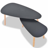 Coffee Table Set 2 Pieces Solid Pinewood Black - 45-Degree Angle