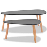 Coffee Table Set 2 Pieces Solid Pinewood Black - Low Angle
