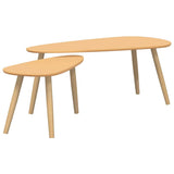 Coffee Table Set 2 Pieces Solid Pinewood Brown - Front View