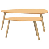 Coffee Table Set 2 Pieces Solid Pinewood Brown - 45-Degree Angle