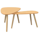 Coffee Table Set 2 Pieces Solid Pinewood Brown - Rear View