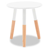 Side Table Set 2 Pieces Solid Pinewood White - 45-Degree Angle