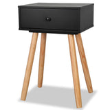 Bedside Tables 2 pcs Solid Pinewood 40x30x61 cm Black - Side View