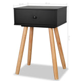 Bedside Tables 2 pcs Solid Pinewood 40x30x61 cm Black - Low Angle