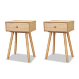 Bedside Tables 2 pcs Solid Pinewood 40x30x61 cm Brown - Front View