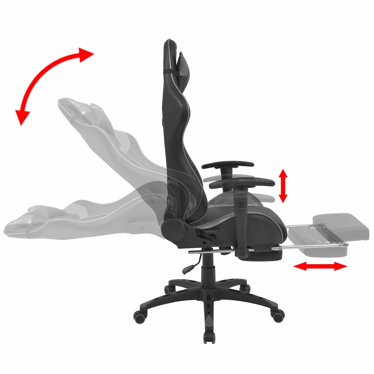 Gaming Chair Grey 70 x 71 x 136 cm Artificial Leather