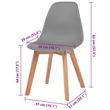Dining Chairs 4 pcs Grey Plastic - Rear View