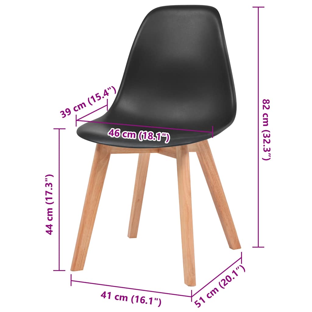 Dining Chairs 6 pcs Black Plastic