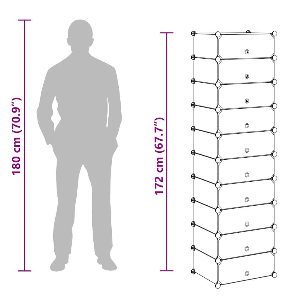 Interlocking Shoe Organiser with 10 Compartments White