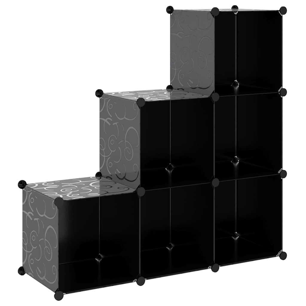Storage Cube Organiser with 6 Compartments Black