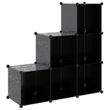 Storage Cube Organiser with 6 Compartments Black - Front View