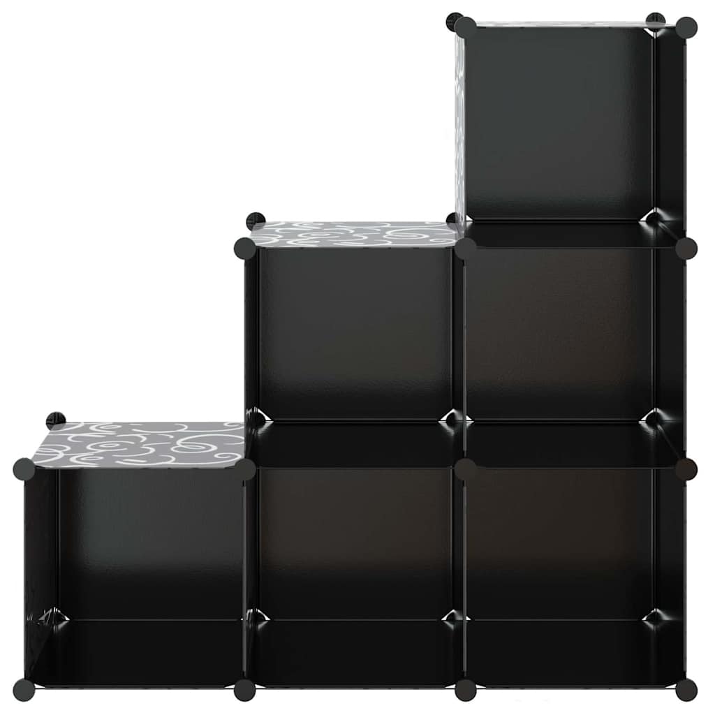 Storage Cube Organiser with 6 Compartments Black